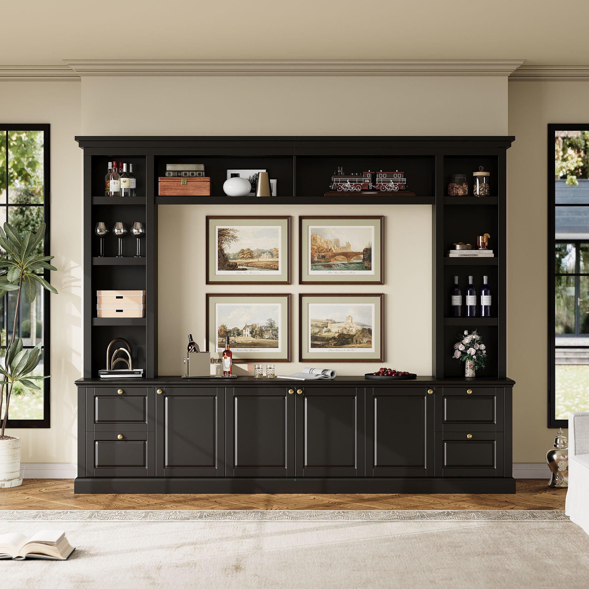 All-In-One TV Stand With Bookcase For TVs Up To 70"