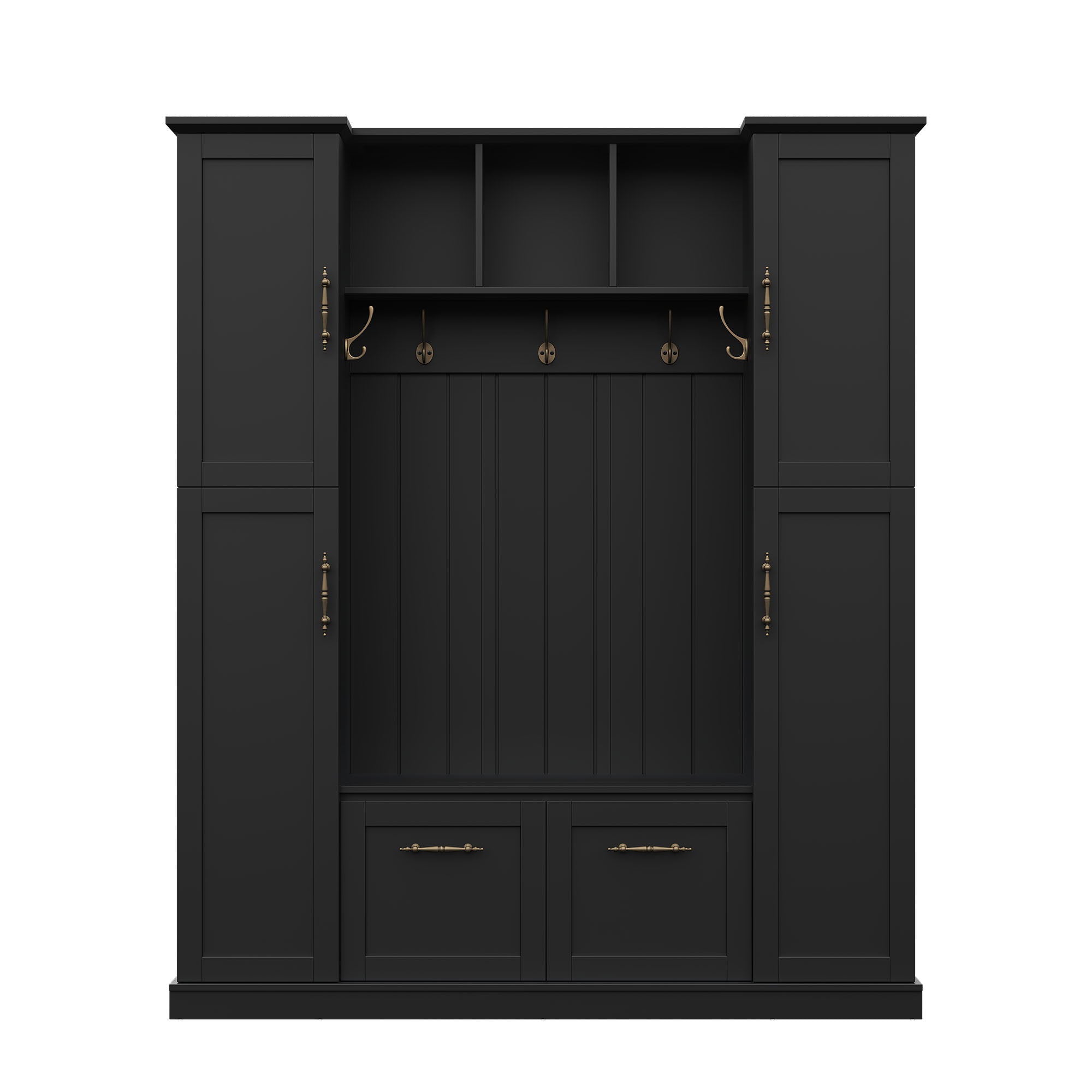 Hall Tree With 4 Side Cabinets