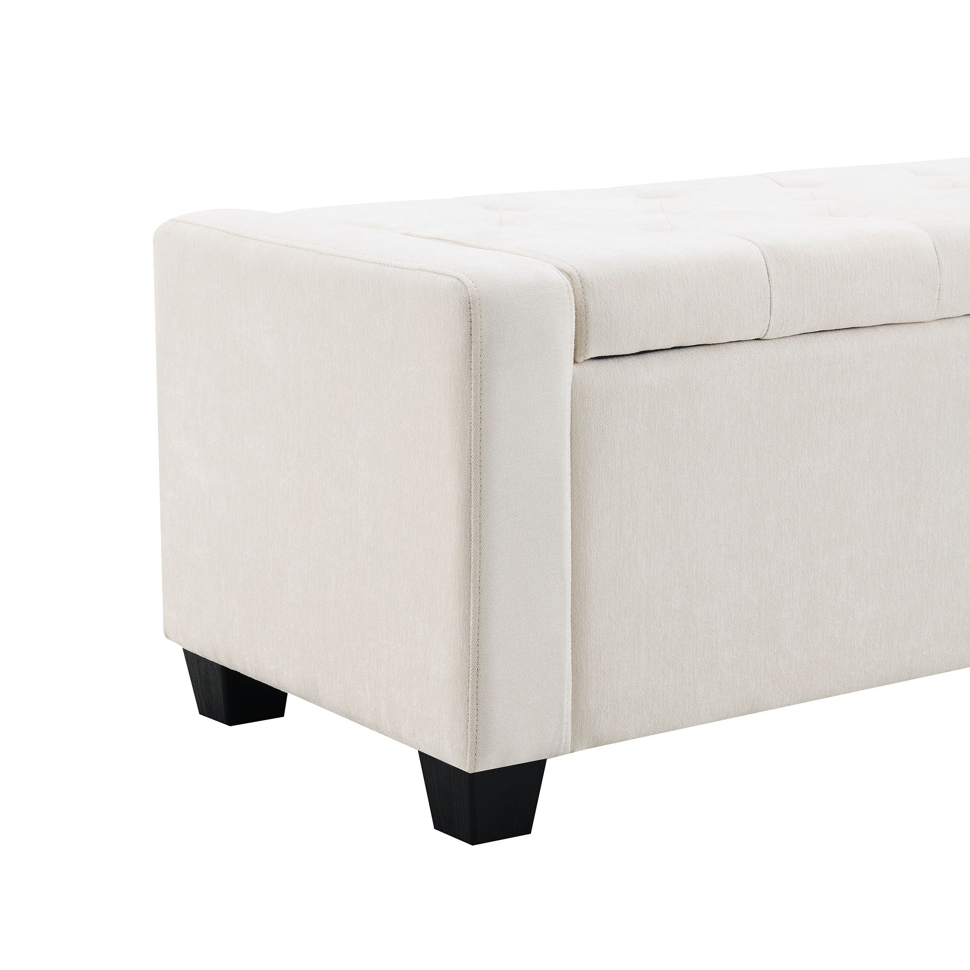 Upholstered Storage Ottoman Bench With Button Tufting And Safety Hinge
