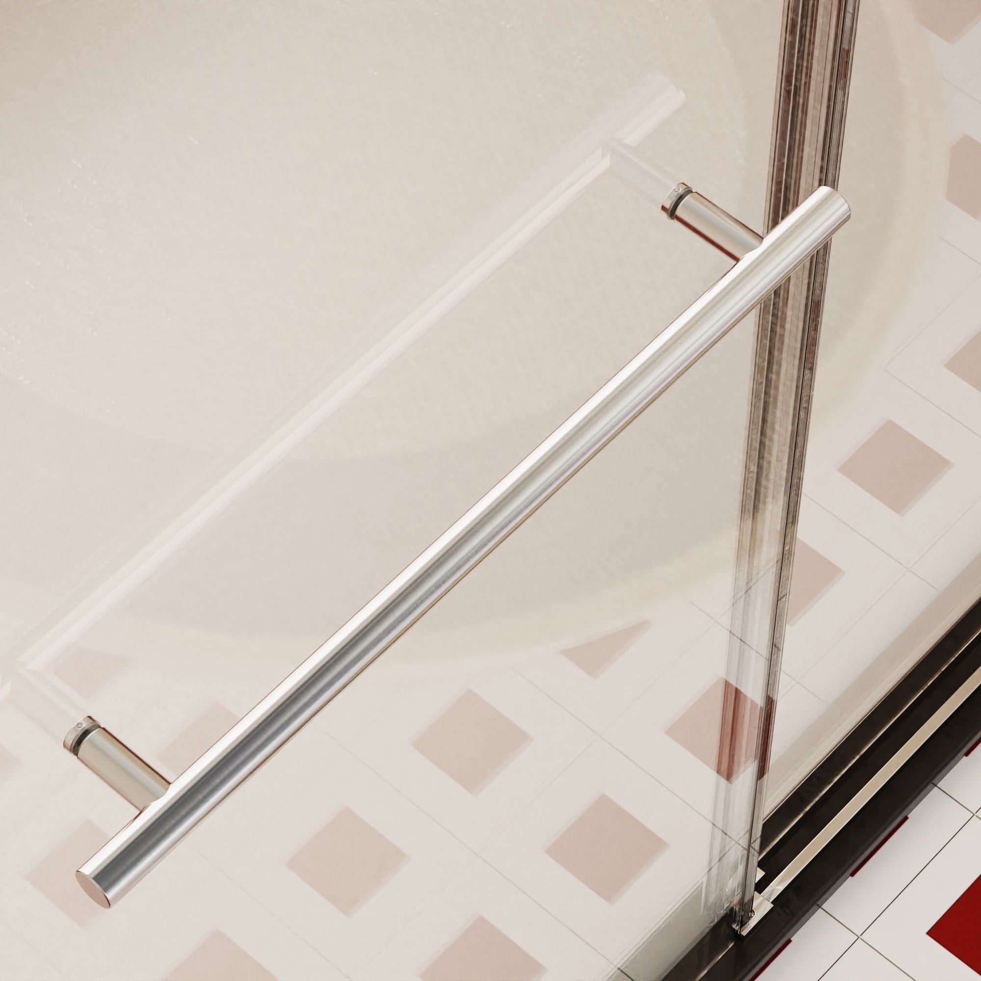 Frameless Single Sliding Shower Doors With Towel Rail & Handle