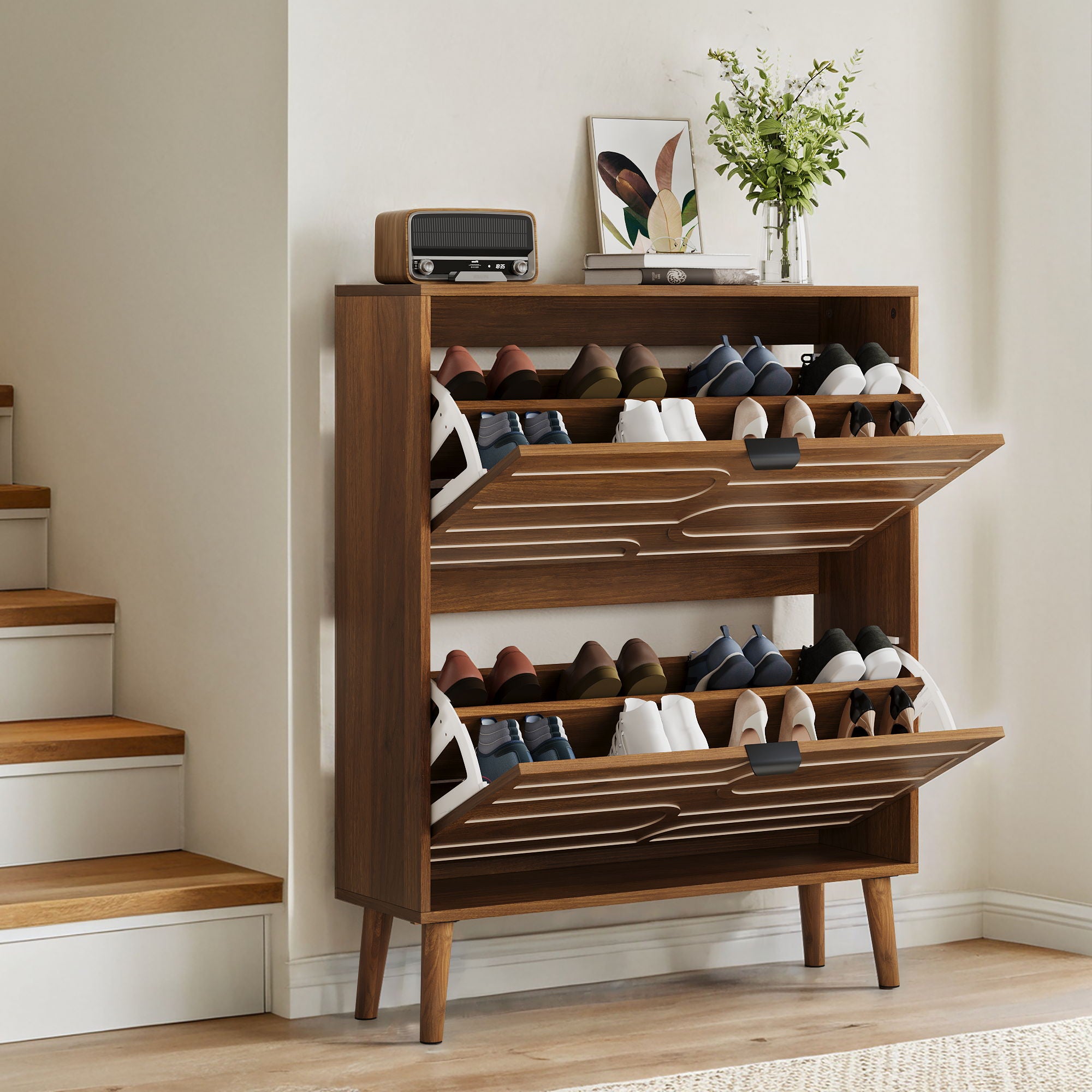 Medieval - Independent Shoe Cabinet With 2 Flip Drawers