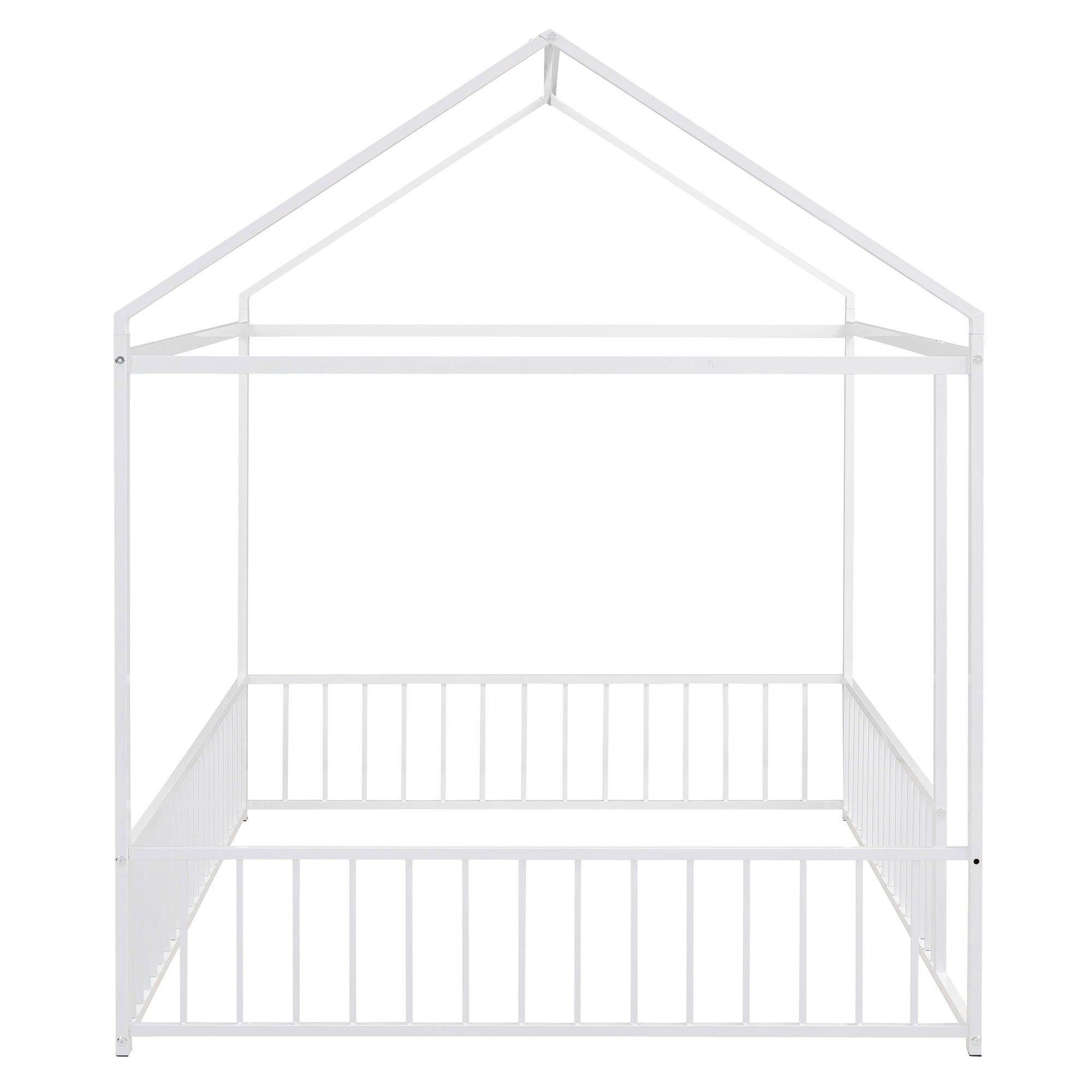 Metal Bed House Bed Frame With Fence