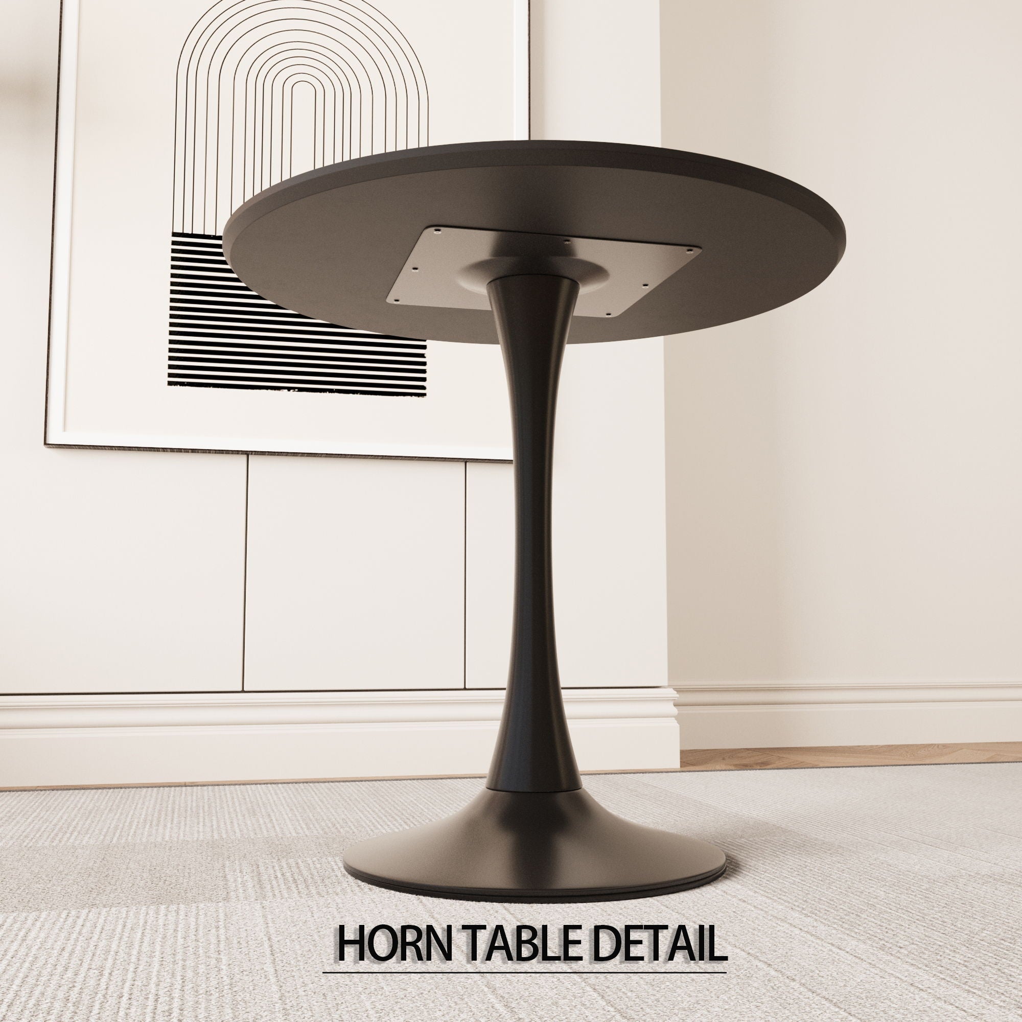 Round Dining Table Set With Tulip Design And 2 Chairs