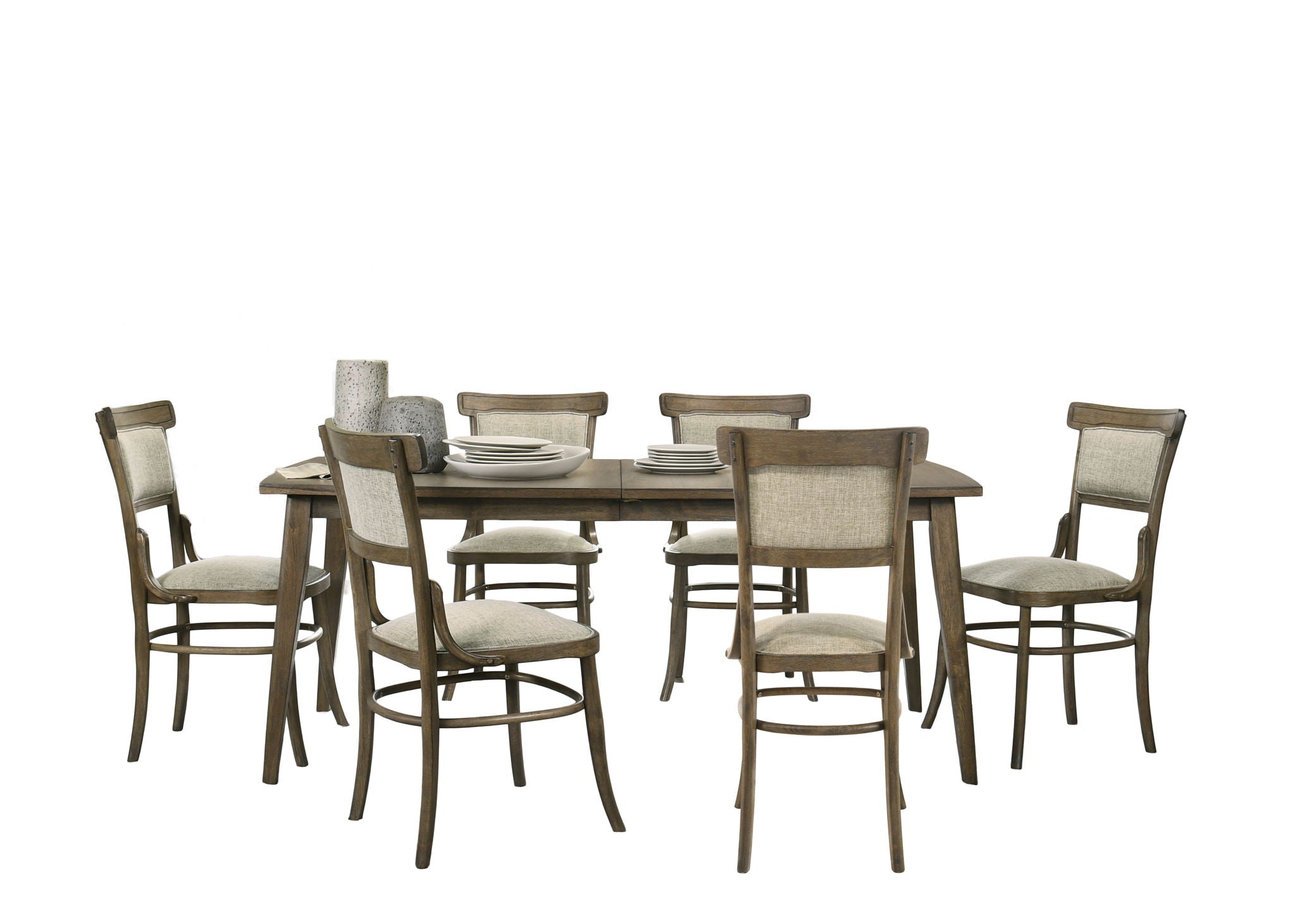 Bistro - Dining Table With Off Fabric Dining Chairs