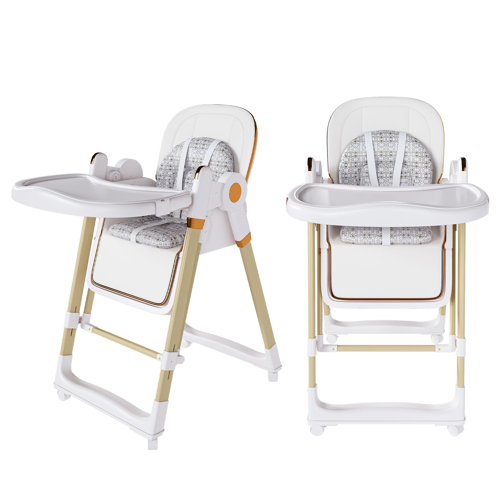 Convertible Baby High Chair To Rocker With 5 Point Harness