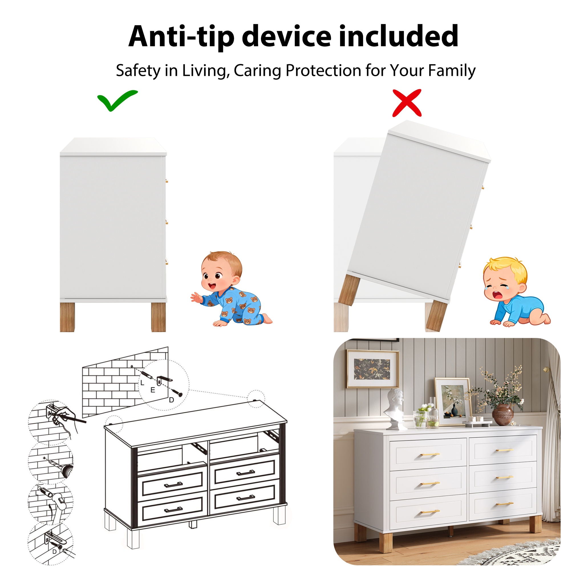 6 Drawer Double Dresser
