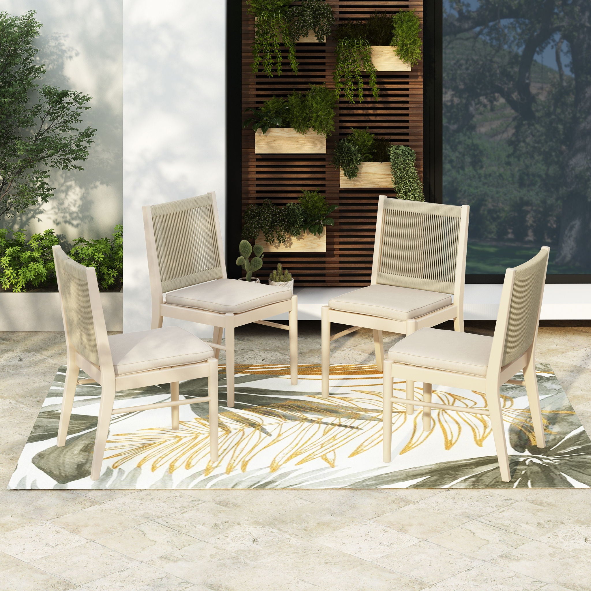 Cordoba - Dining Chair (Set of 2) Comfortable Armless Chairs - Beige