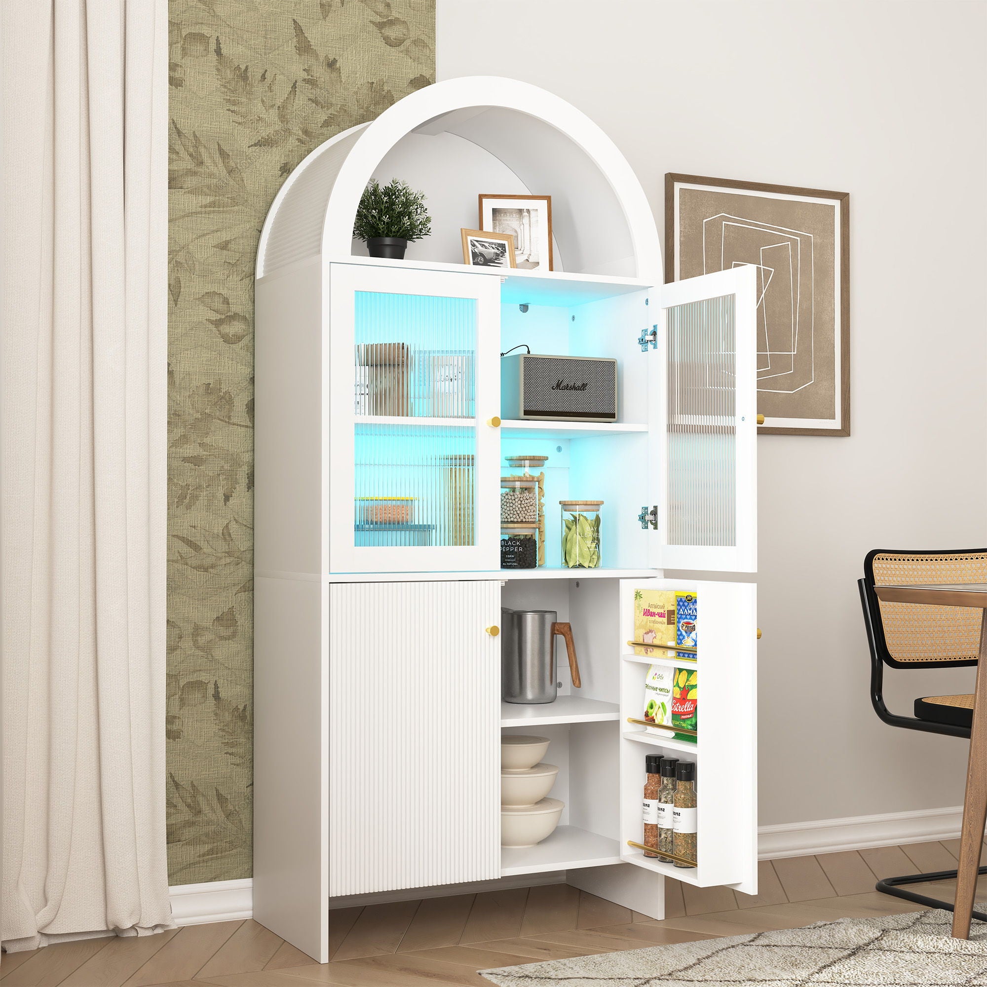 Modern Tech Inspired Dome Cabinet With LED Lighting