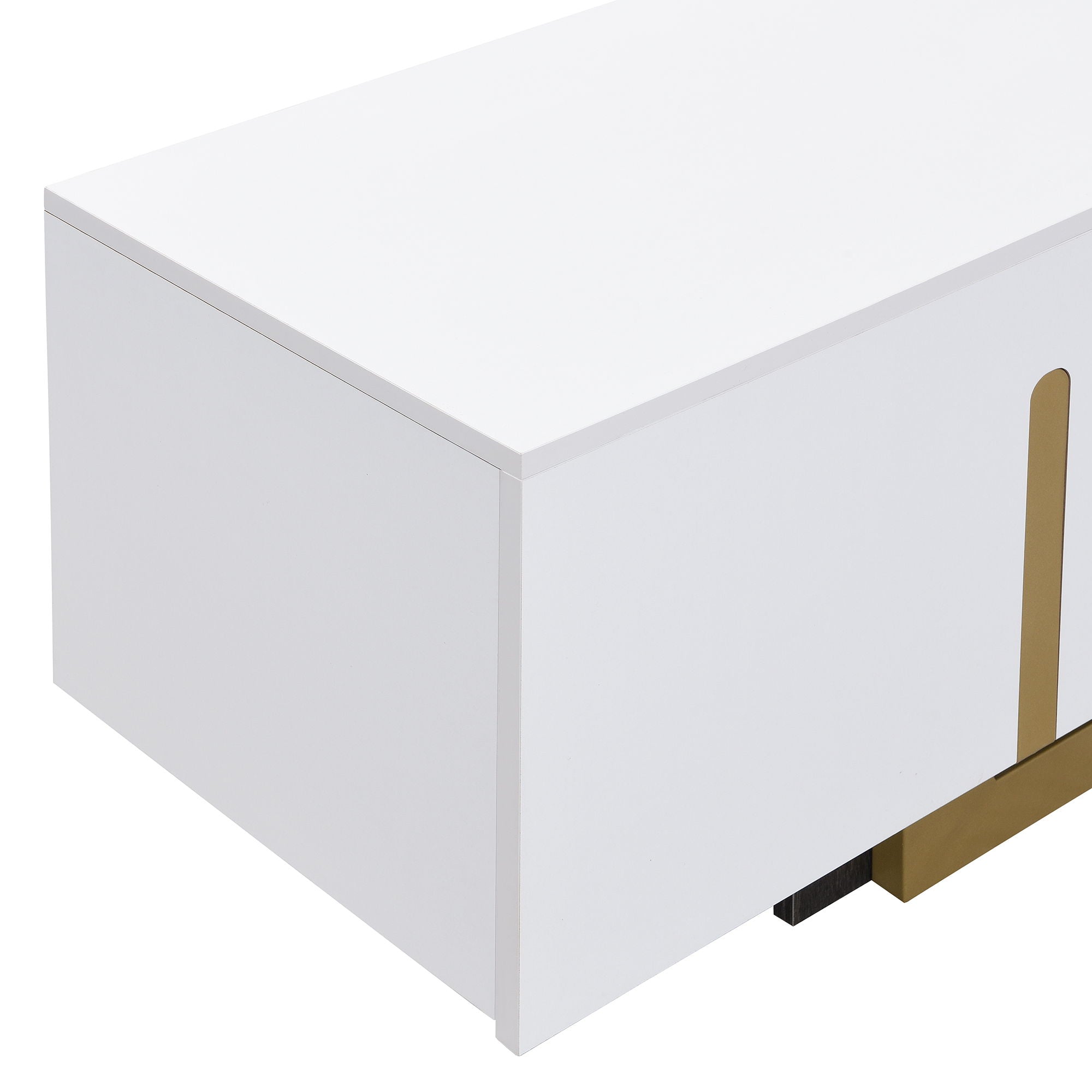 TV Stand With 1 Drawer, 2 Cabinets And Adjustable Shelves