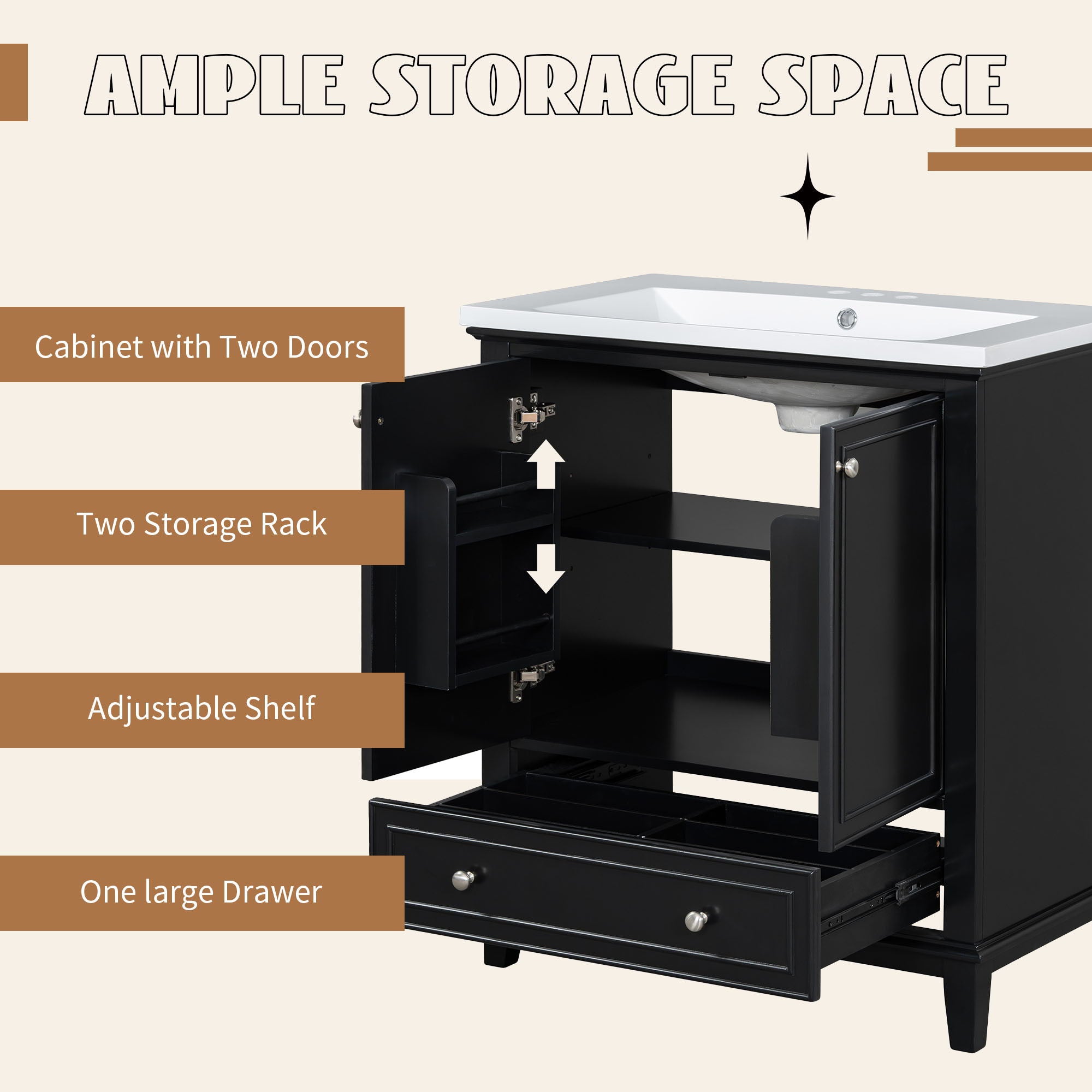 Modern Bathroom Vanity Base Only With Doors And Drawer