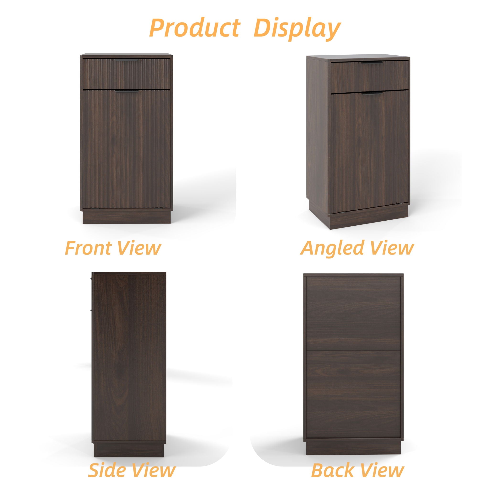 Tilt Out Trash Can Cabinet With Wave Textured Drawer & Pull Out Bin