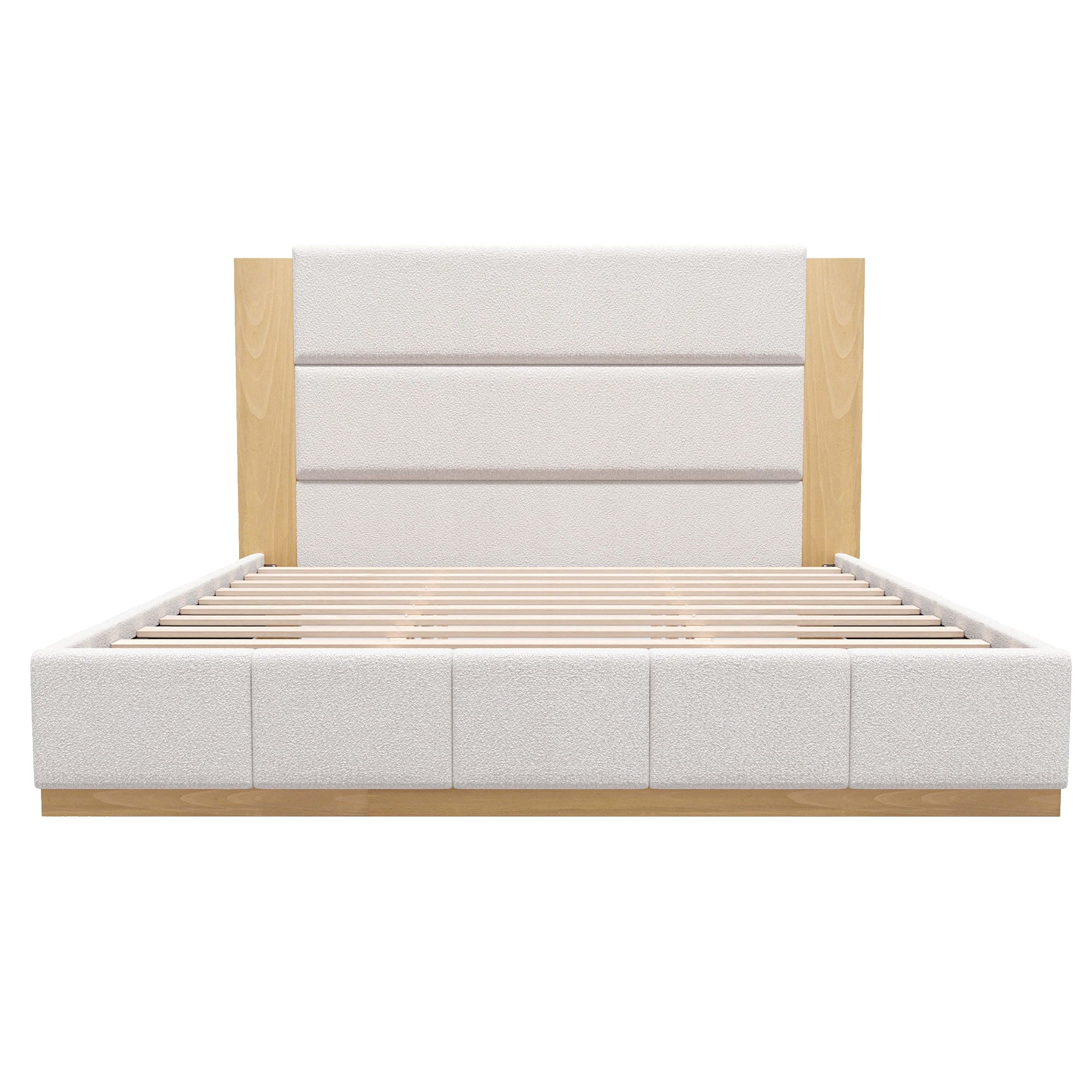 Modern Upholstered Platform Bed With Extended Headboard