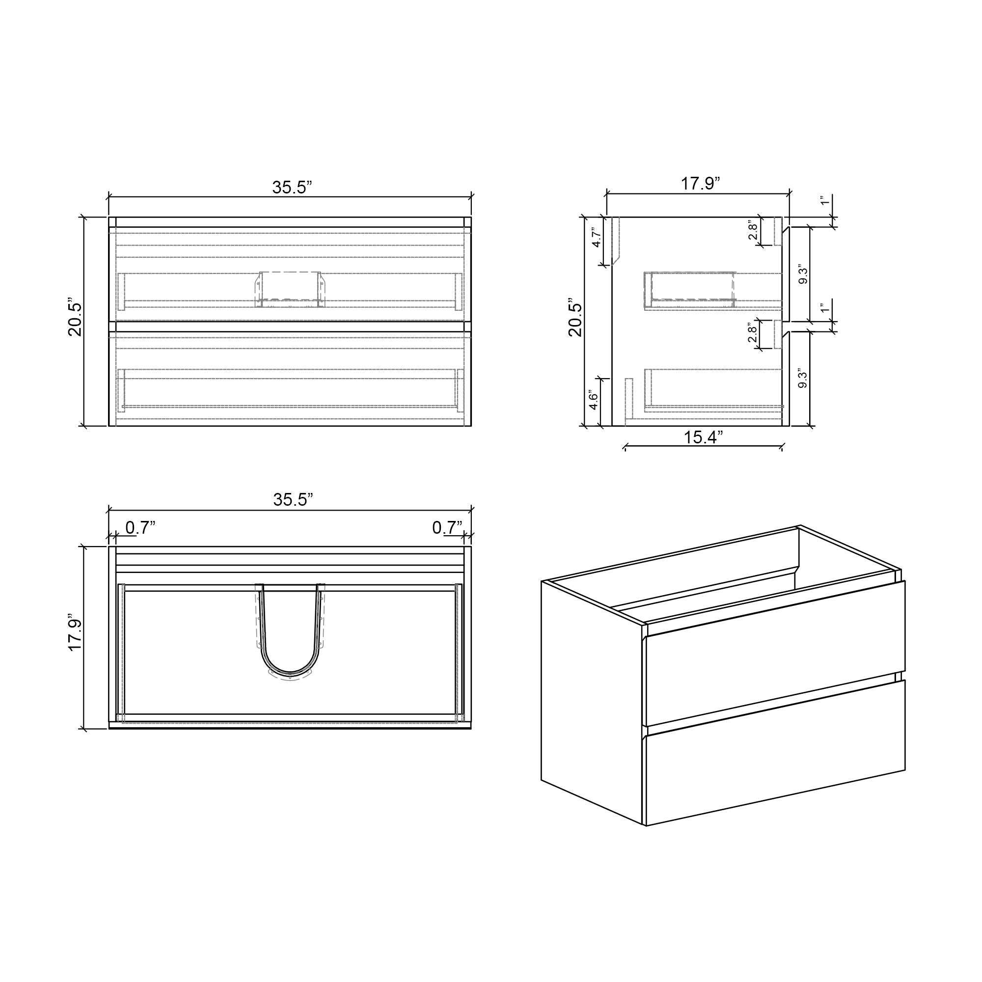 Alice - Bathroom Vanity With Sink, Wall Mounted, Floating