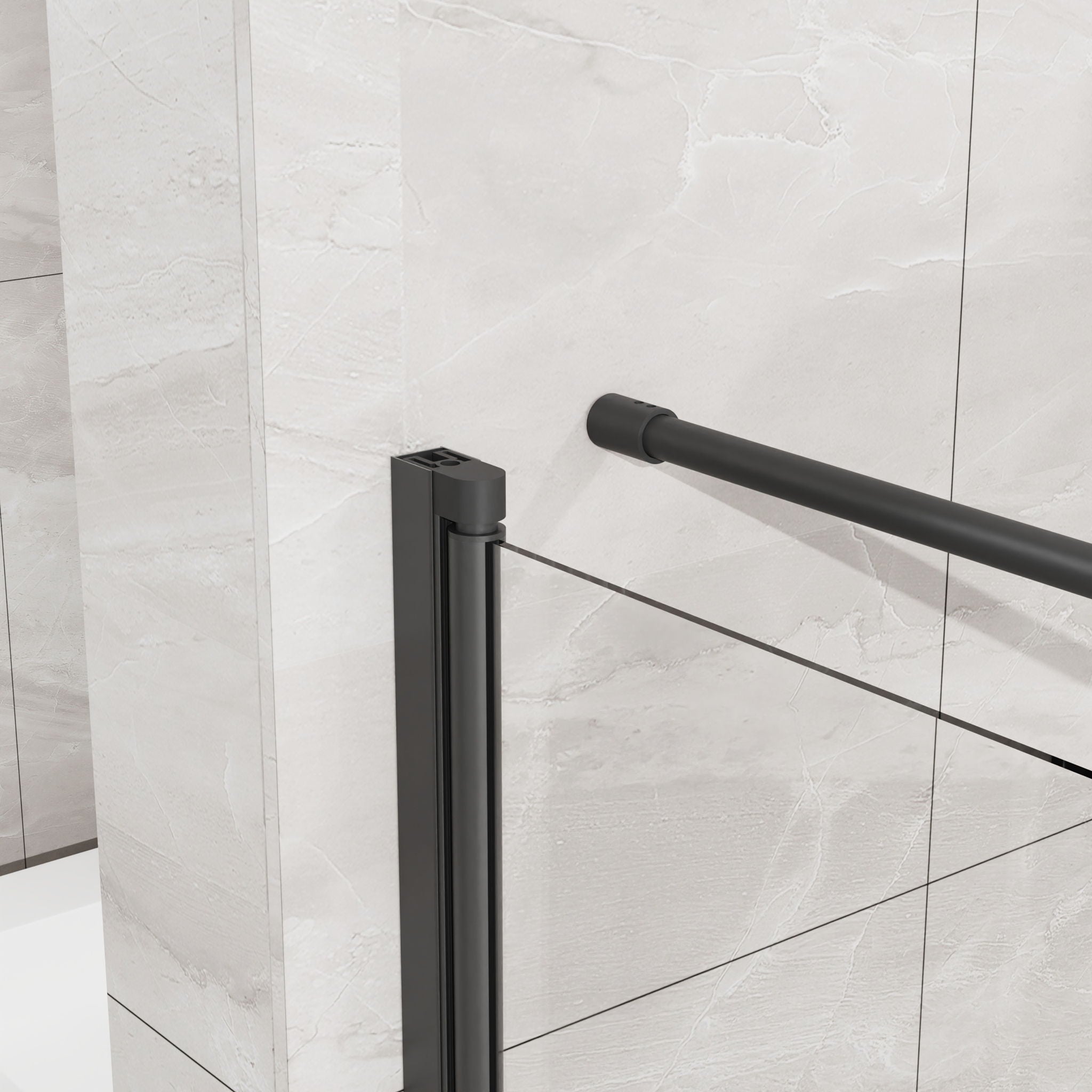 Goodyo - Frameless Corner Shower Door - Matte Black