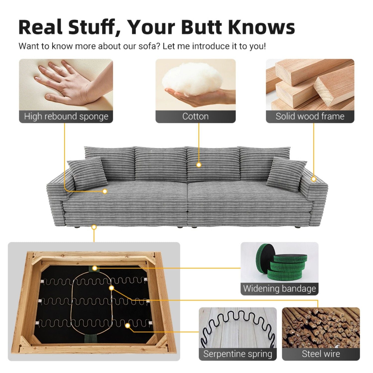 Modern Comfy Upholstered Sofa Cloud Couch & Deep Seat Couches