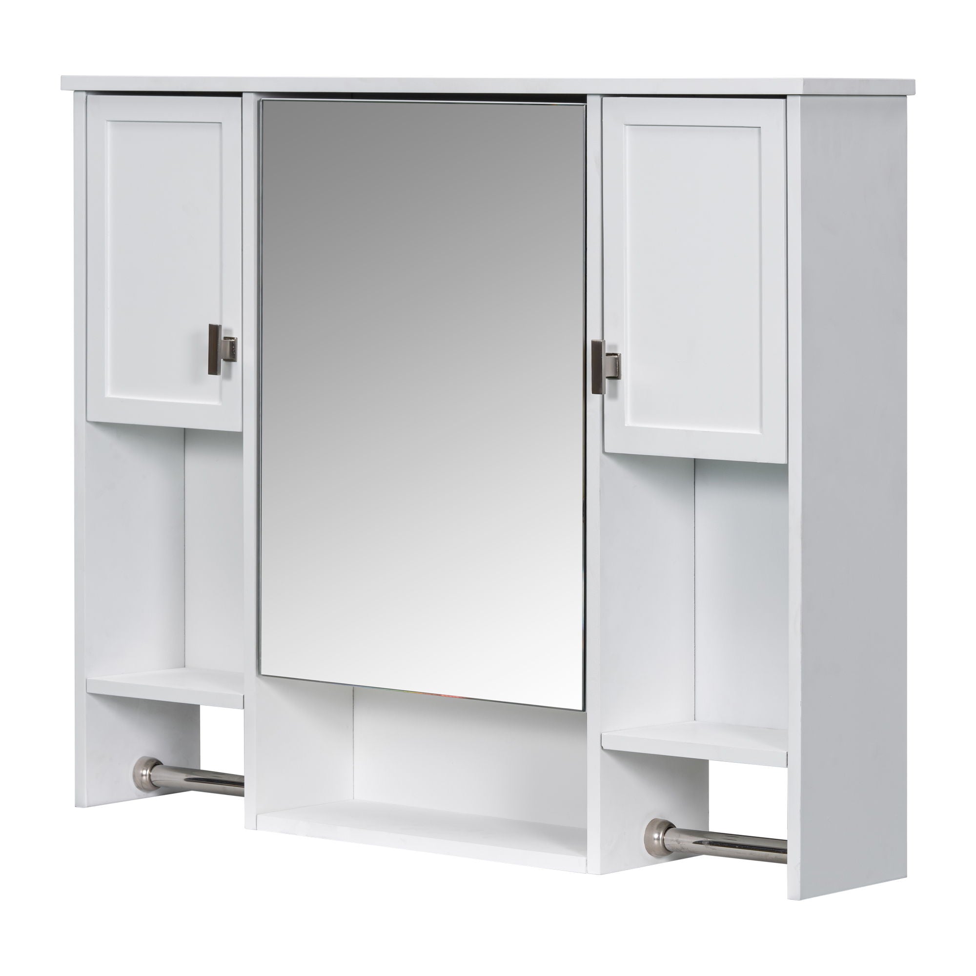 Wall Mounted Bathroom Storage Cabinet With Mirror, Medicine Cabinet With Towel Bar
