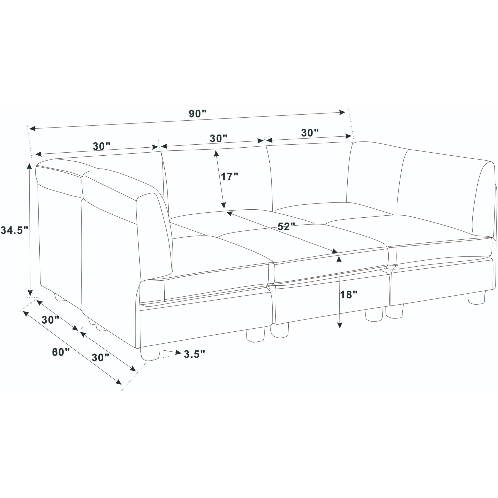 Upholstered Modular Sectional With Removable Cushions