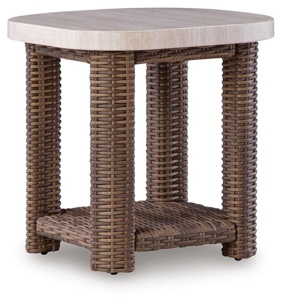 Dolan Creek - Square End Table - Beige / Brown
