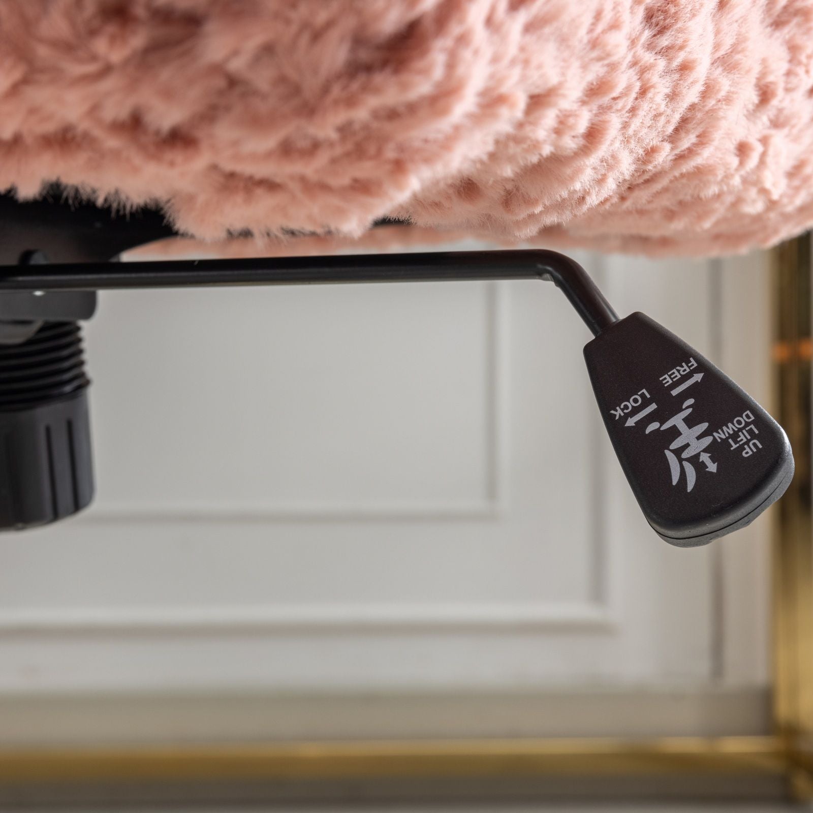 Office Chair, Artificial Rabbit Hair Home Office Chair With Metal Base, Adjustable Desk Chair Swivel Office Chair, Vanity Chair