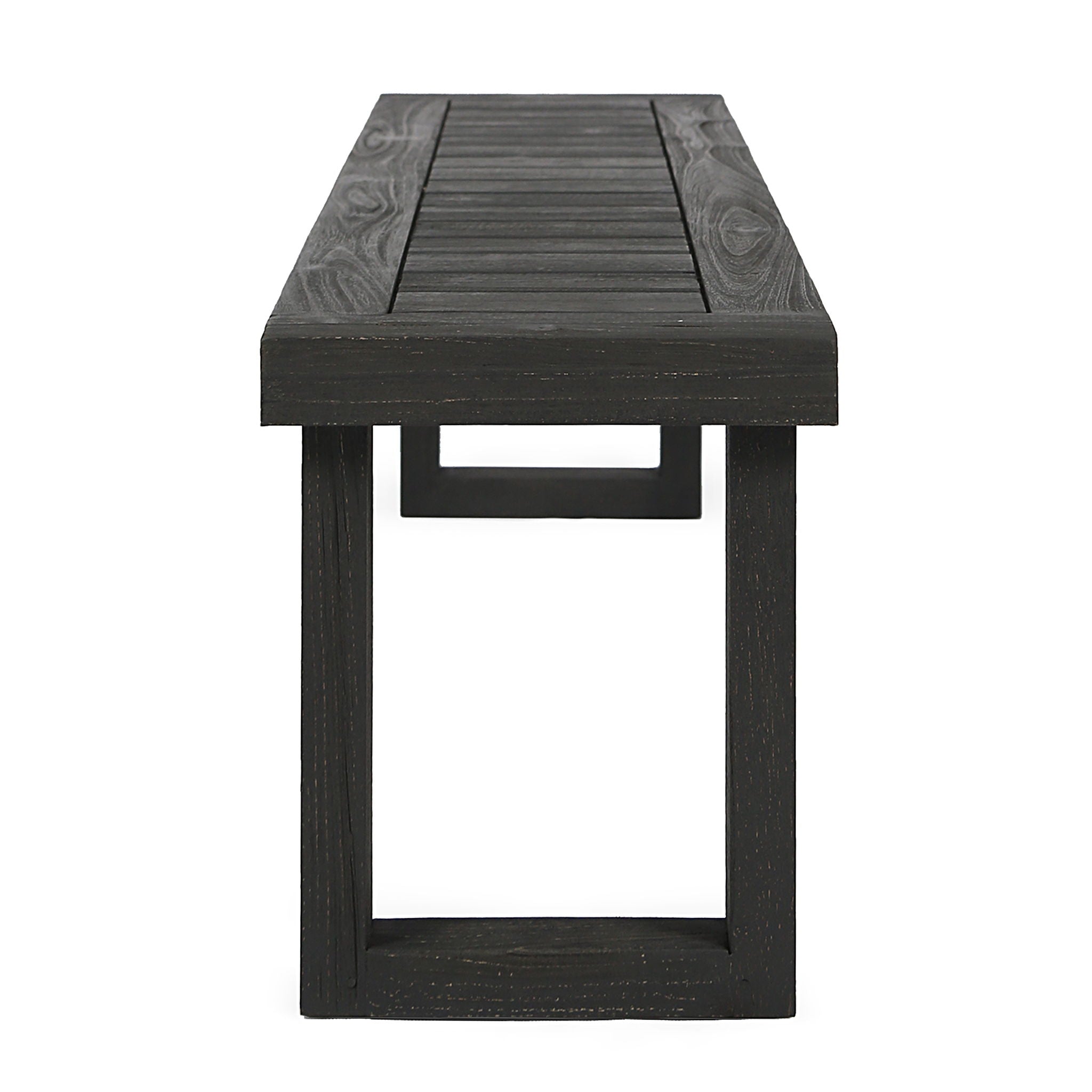 Outdoor 6 Seater Dining Set With Bench - Dark Gray / Light Gray