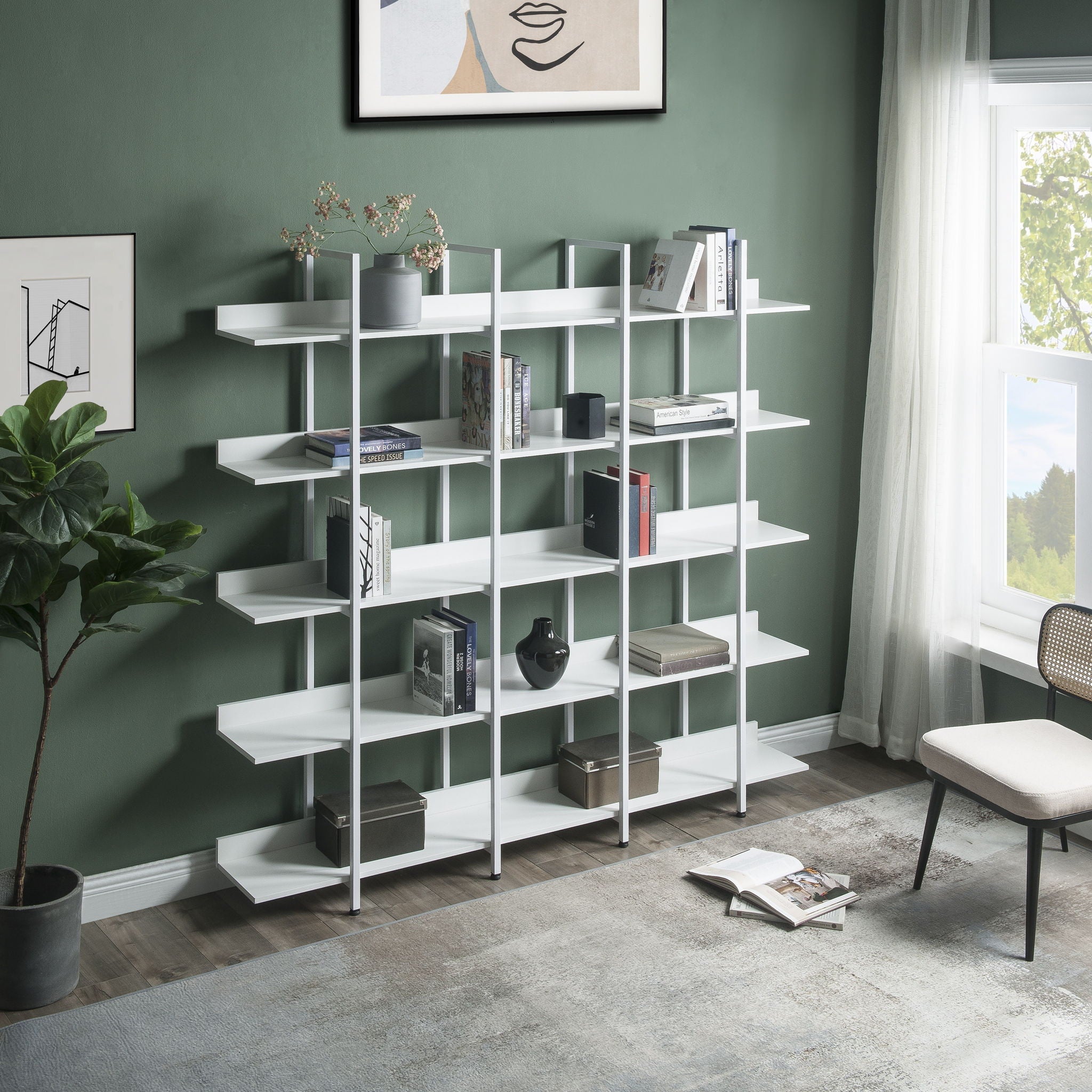 Vintage Industrial 5 Tier Open Bookcase