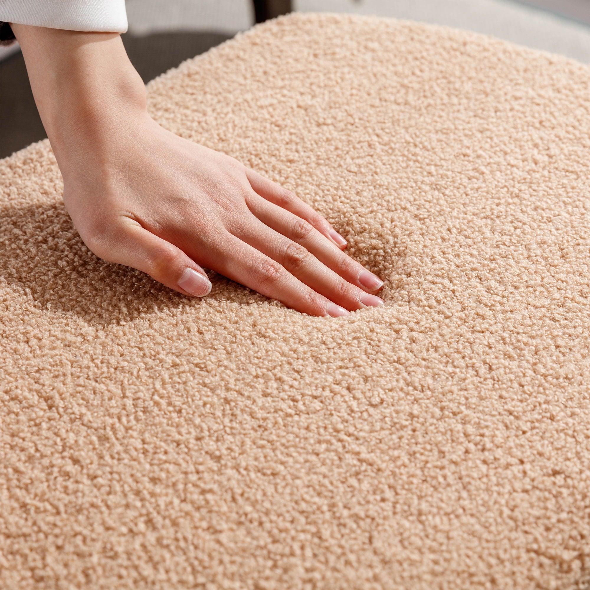 Storage Ottoman Bench For End Of Bed Legs, Modern Camel Faux Fur Entryway Bench Upholstered Padded With Storage For Living Room Bedroom