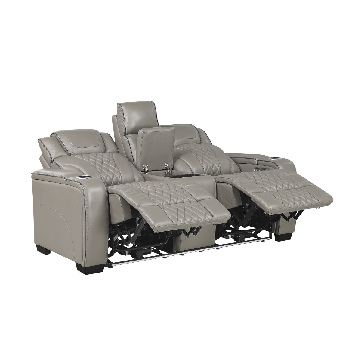 Apex - Power Double Reclining Loveseat With Center Console, Power Headrests, Storage Arms With Cup Holders, Wireless Charger, Air Massage And Heat, LED Lighting And Charging Ports