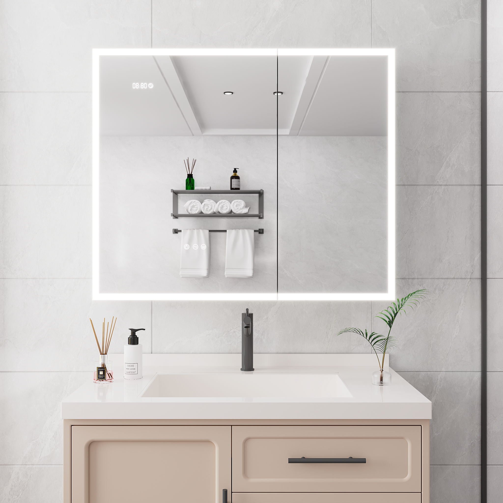 Bathroom Medicine Cabinet With Lights, LED Medicine Cabinet With Mirror, Lighted Medicine Cabinet With Defogger