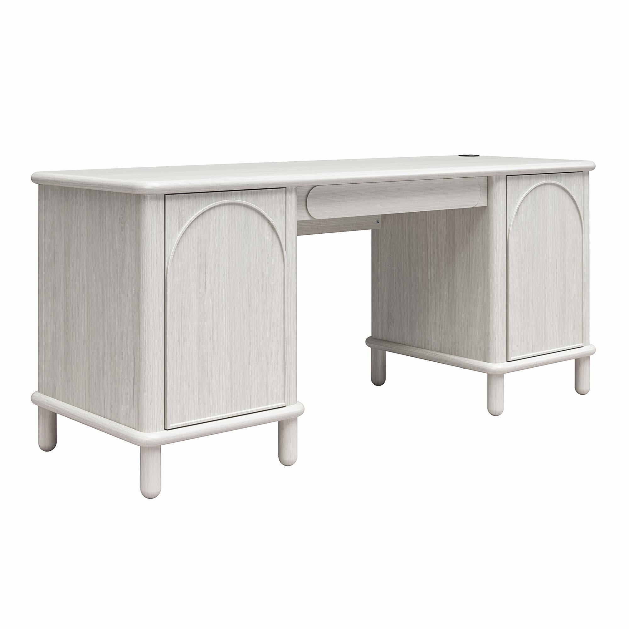 Selena - Double Pedestal Desk - Rustic White