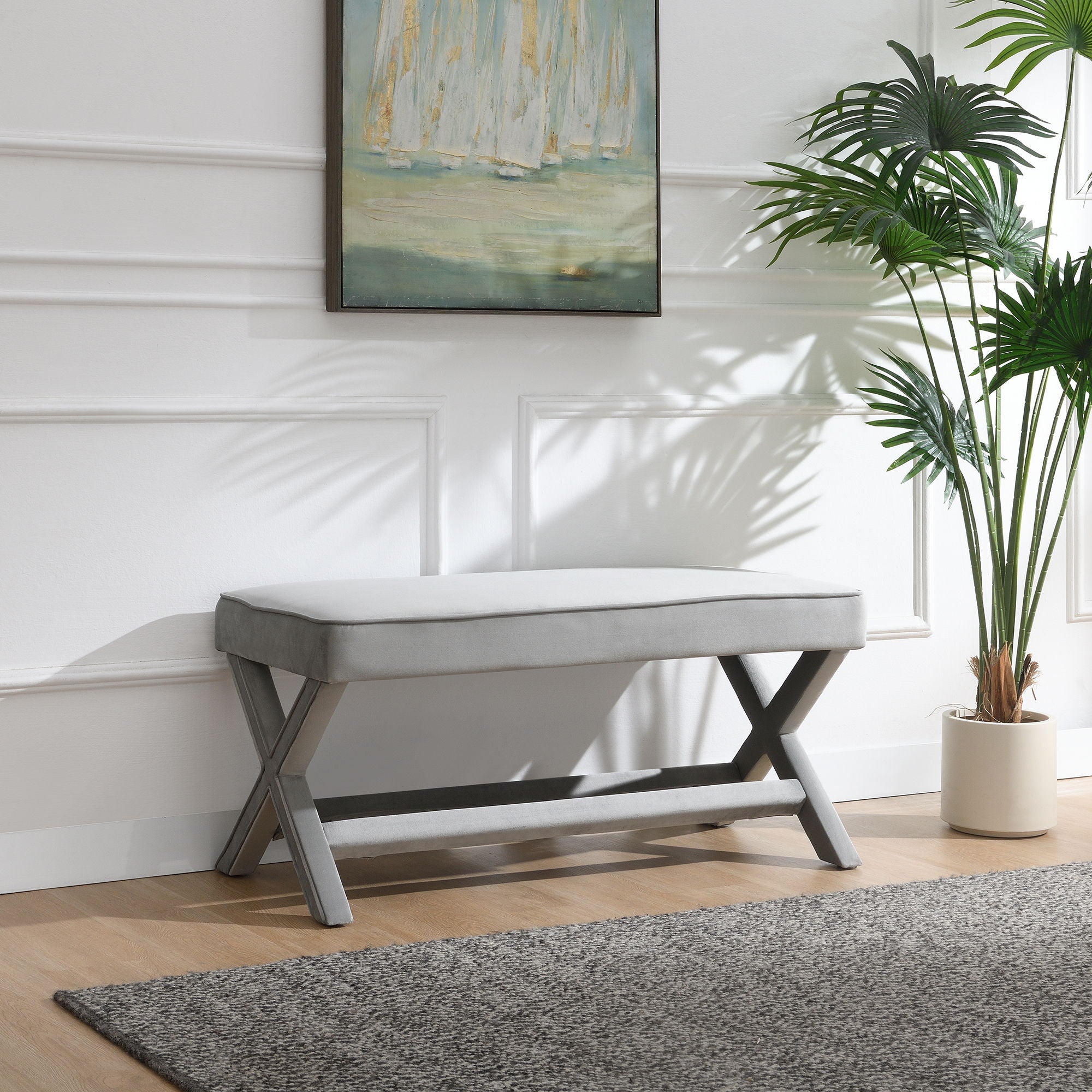 Comfort Double Bench Upholstered With X Crossed Legs
