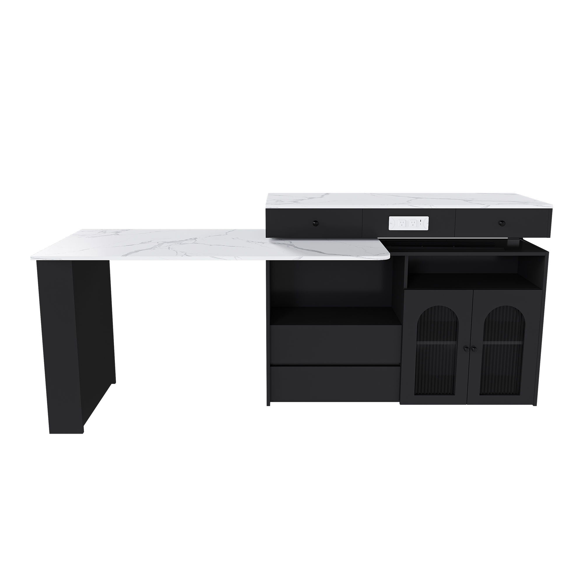 Kitchen Island With Extendable & Rotating Table