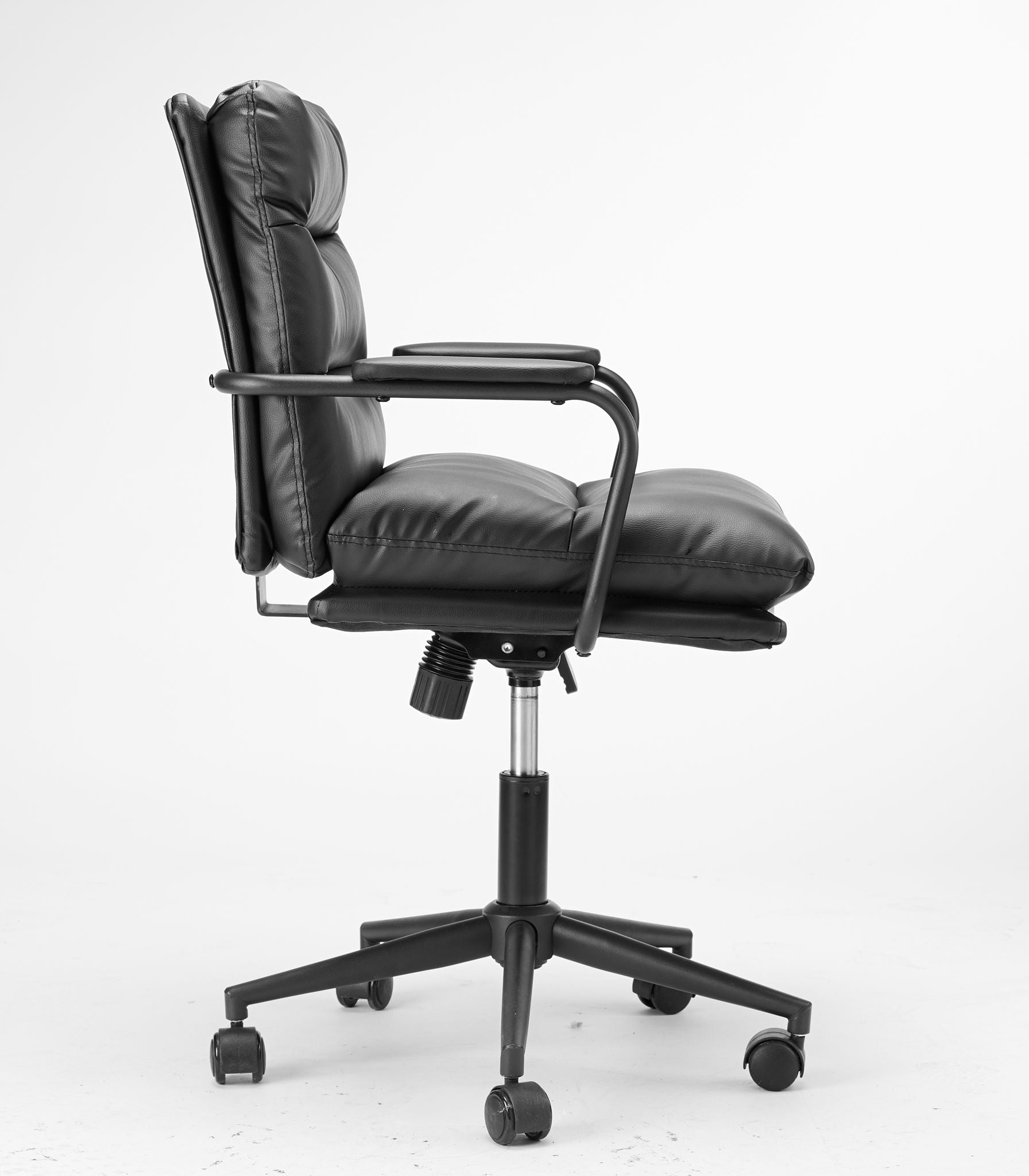 Office Chair Mid Back Desk Chair Modern Excutive Office Chair With Arms And Wheels For Home Office - Black