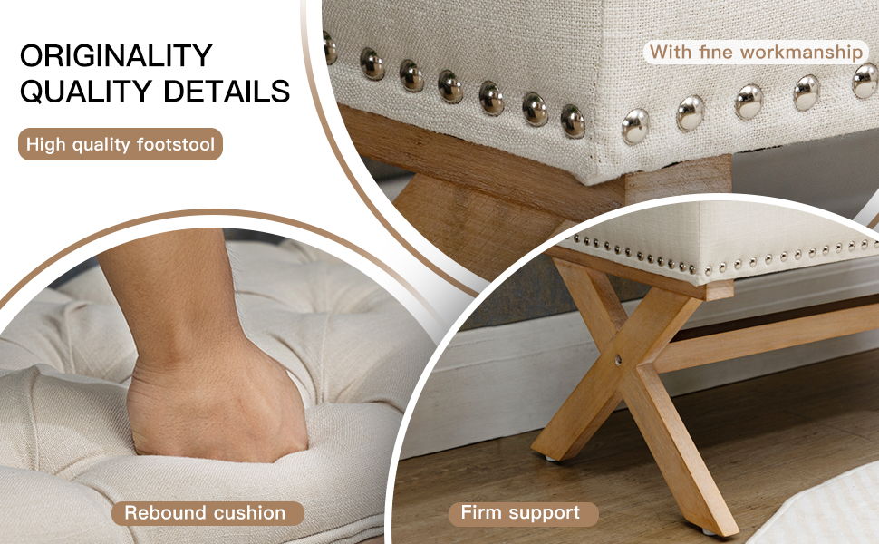 Storage Ottoman, Button-Tufted Ottoman Storage Bench, Ottoman With Storage