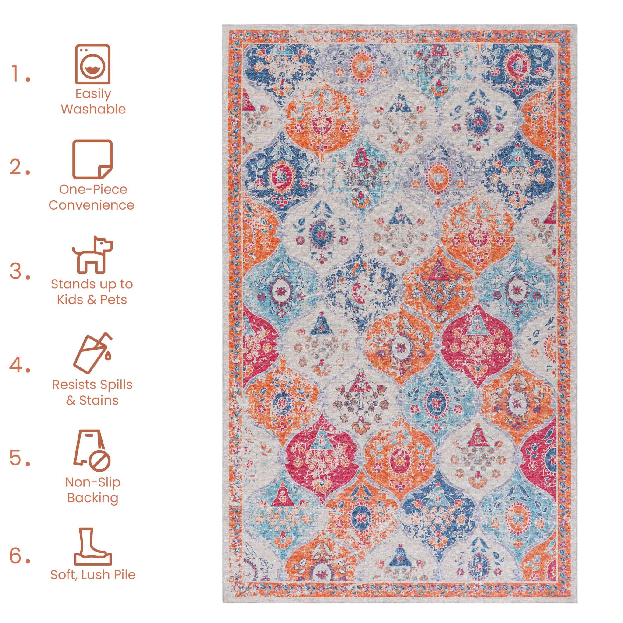 Maval - 8' X 10' Washable Area Rug - Cream