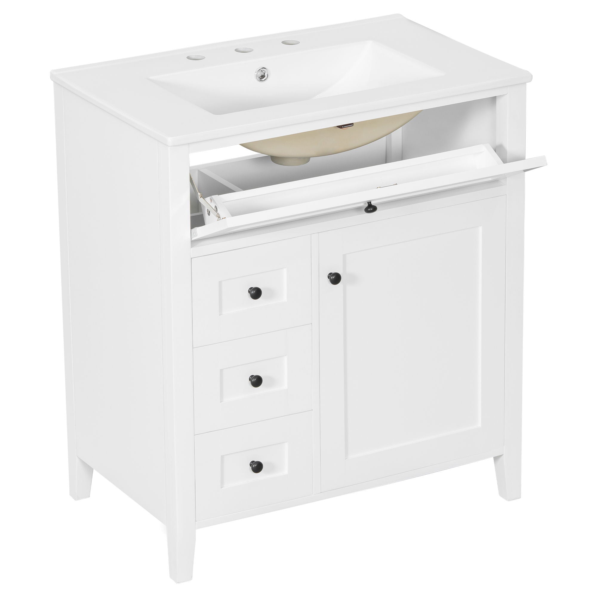 Modern Bathroom Vanity With Sink, 3 Drawers And Adjustable Shelf