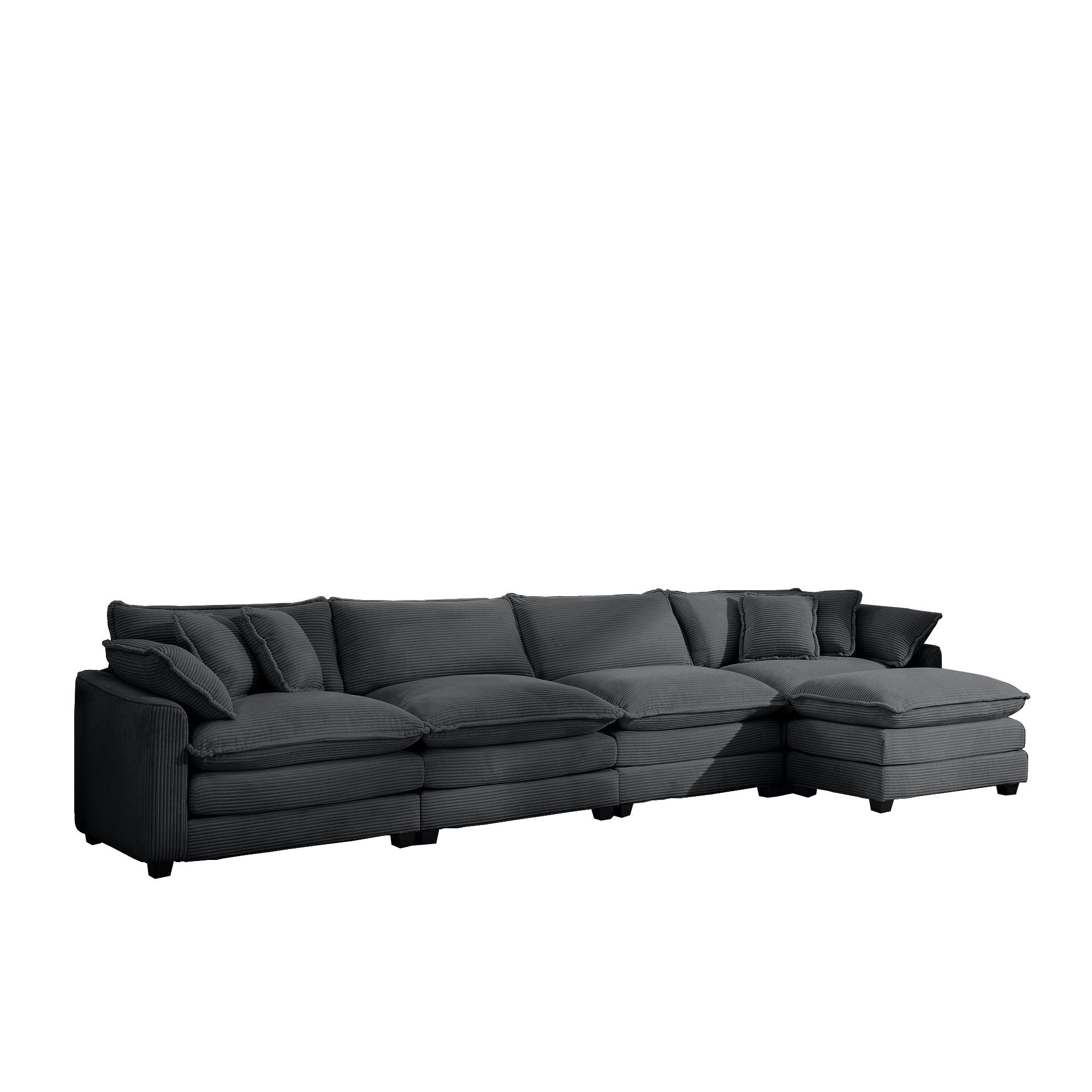 Modular Oversized Cushion Sofa With Ottoman, Low Back, Deep Seating Sofa Set