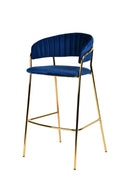 Modrest Brandy Modern Blue Fabric Bar Stool (Set of 2)