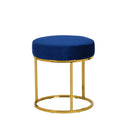Modrest Elmont Modern Blue Velvet & Gold Stool Ottoman