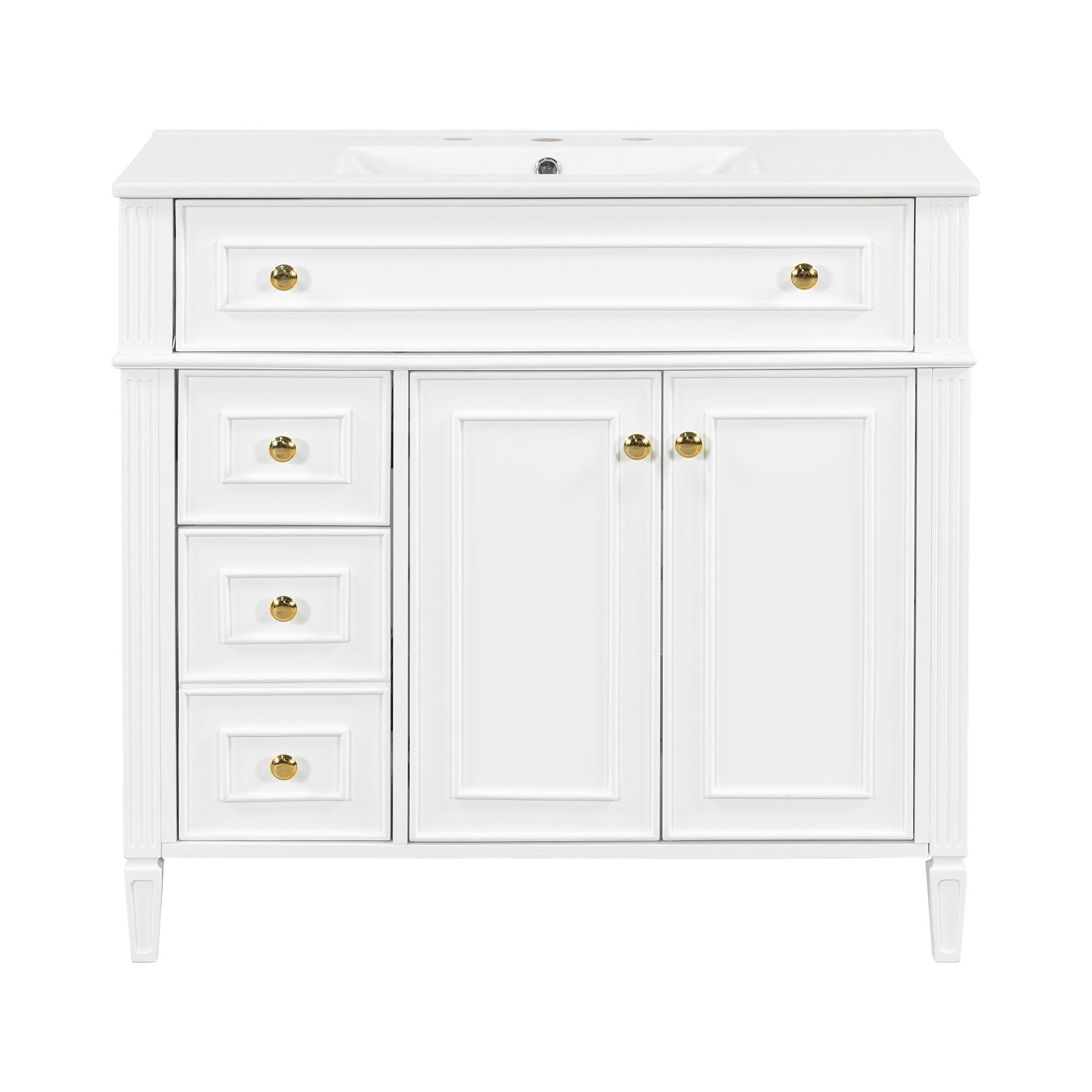 Bathroom Vanity With Sink, 3 Drawers & 2 Soft-Close Doors
