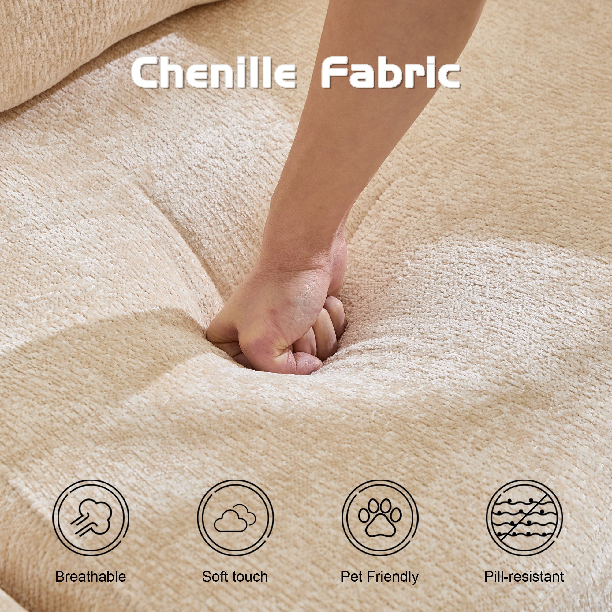 Convertible Floor Sofa Bed With Pillow Back Support Armrest