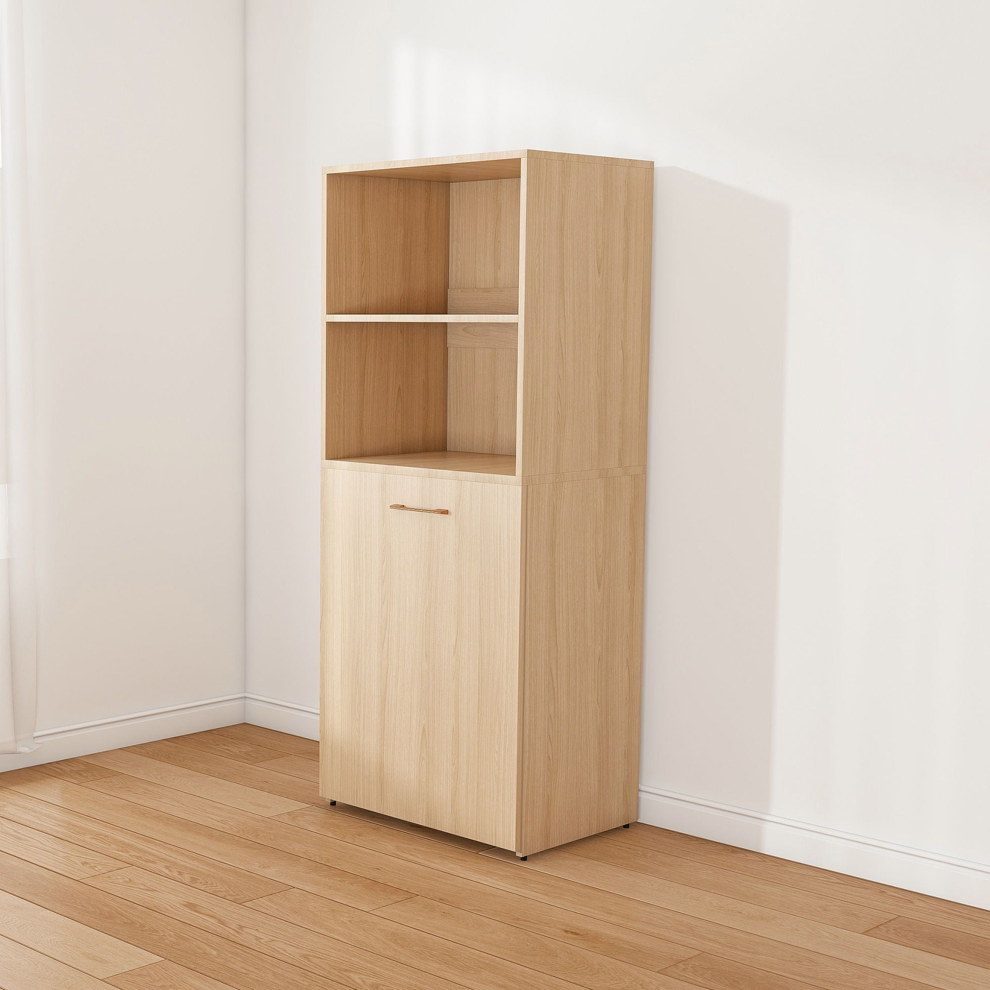 Stretchable Office Desk With Storage Shelves And Mobile Wheels