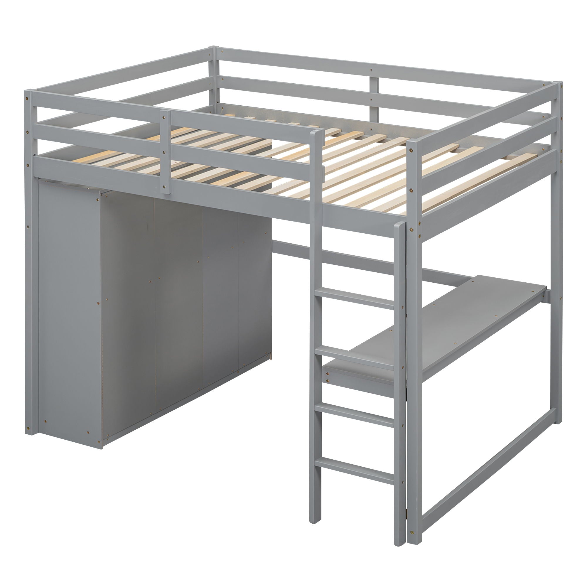 Loft Bed With Built In Wardrobe, Shelves And Drawers