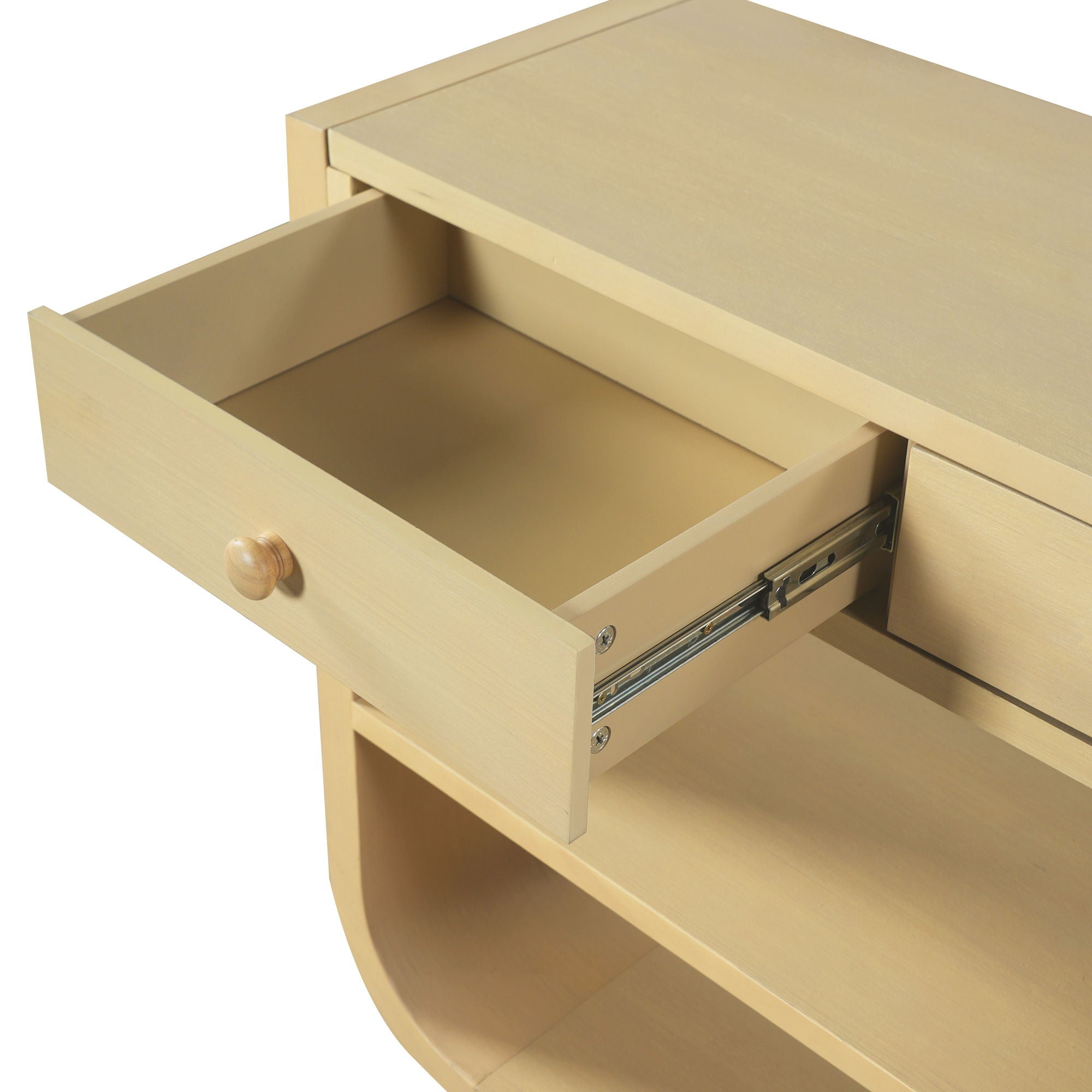 Console Table With 3 Soft Close Drawers & 2 Open Shelves - Natural