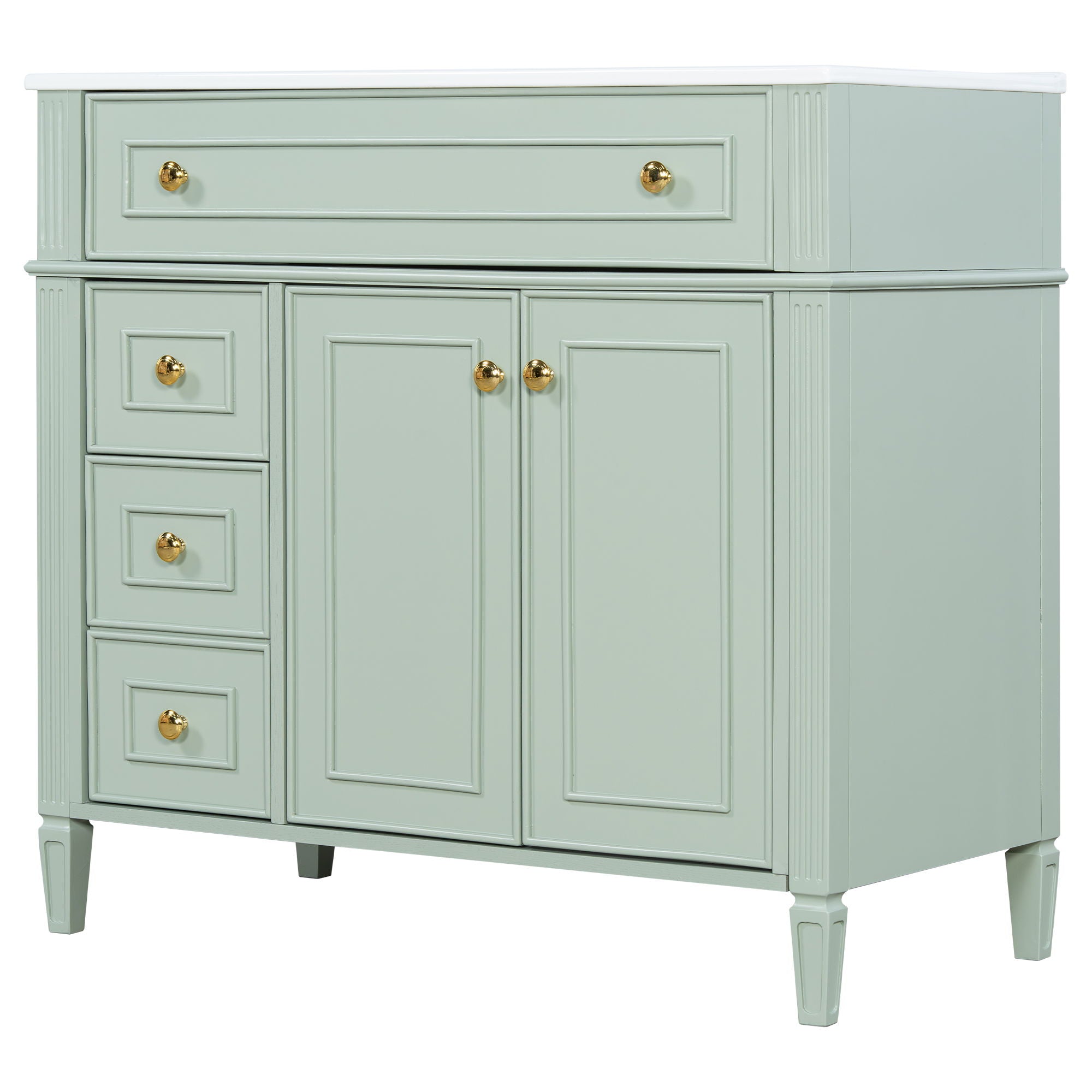 Bathroom Vanity With Sink, 3 Drawers & 2 Soft-Close Doors