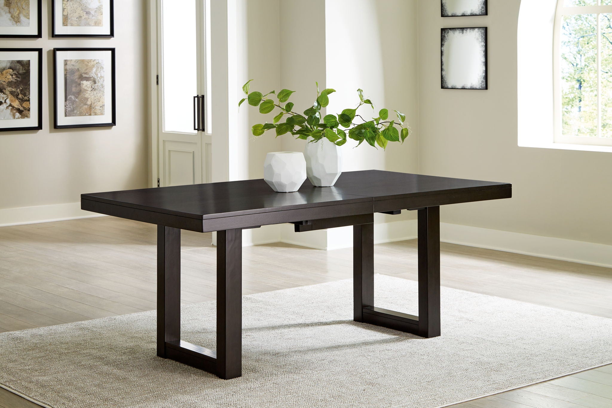 Neymorton - Rectangular Dining Room Butterfly Extension Table - Dark Grayish Brown