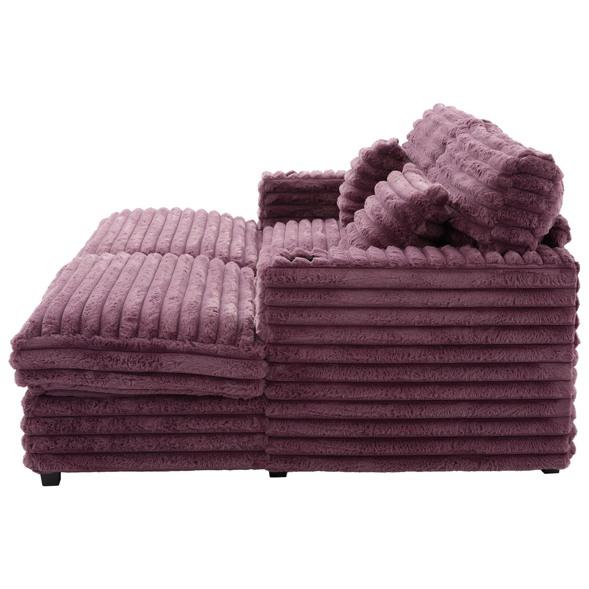 Oversized Double Chaise Lounge Sofa Bed With USB Ports And Cup Holders