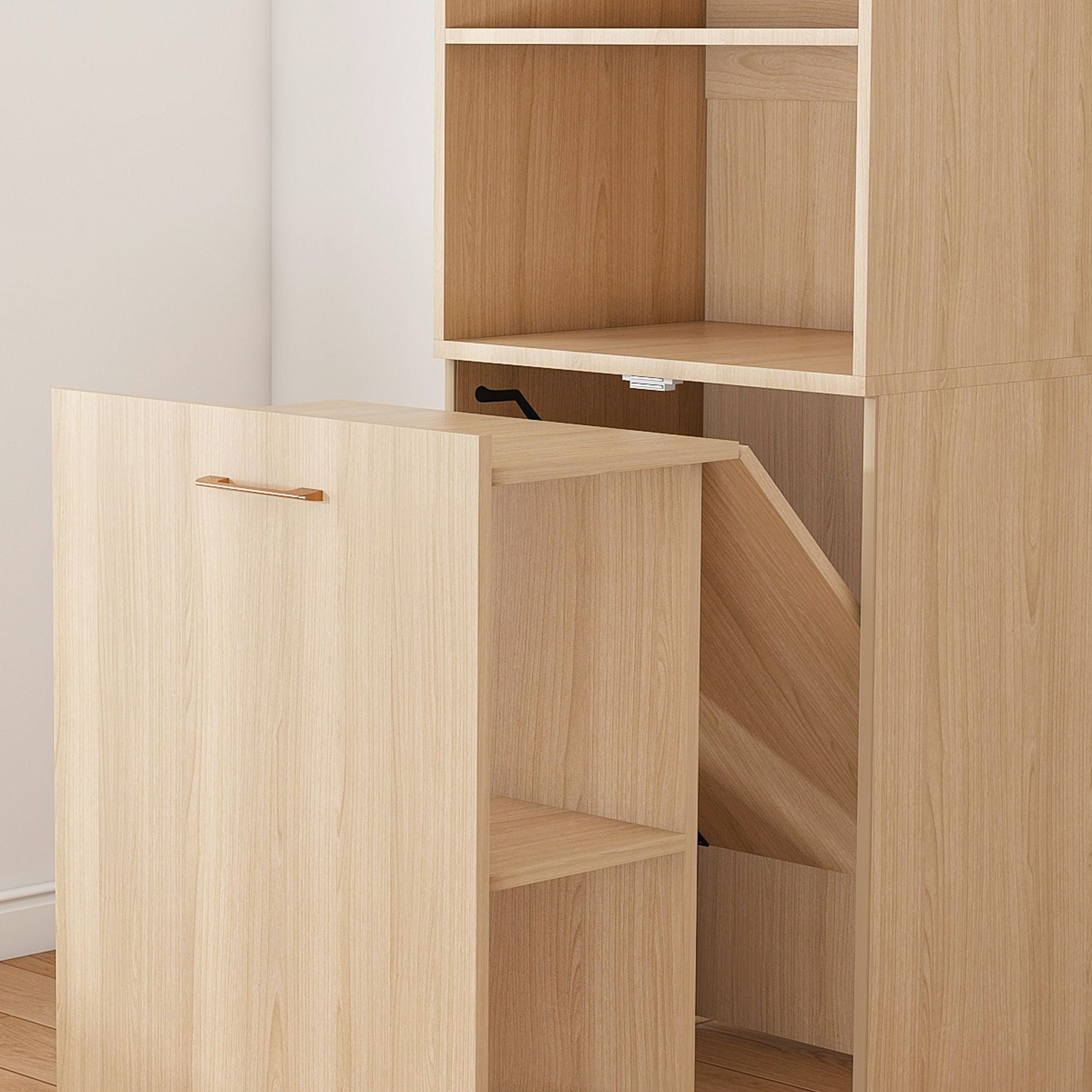 Stretchable Office Desk With Storage Shelves And Mobile Wheels