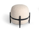 Divani Casa Fouston - Contemporary White Sherpa Pouf