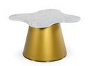 Modrest Gabbro - Glam White Marble and Gold End Table