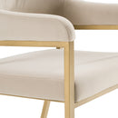 Modrest George - Modern Beige Fabric + Antique Brass Dining Chair